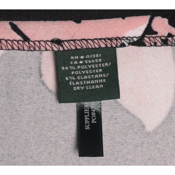 Lauren Ralph Lauren Black Pink Floral Sleeveless Trapeze Shift Dress EUC Sz 12 - Picture 5 of 8